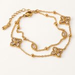 Flora Crystal Double Layer Gold Bracelet