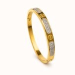 Royale Crystal Screw Motif Gold Bangle