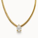 Royale Pear Solitaire Cuban Chain Necklace