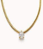 Royale Pear Solitaire Cuban Chain Necklace