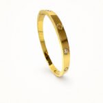 Aurora Clover Crystal Gold Bangle