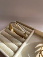Radiant Crystal Eternity Gold Bangle Bracelet - Image 3