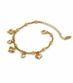 Amour Crystal Heart Charm Gold Bracelet - Image 3