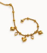 Amour Crystal Heart Charm Gold Bracelet - Image 2