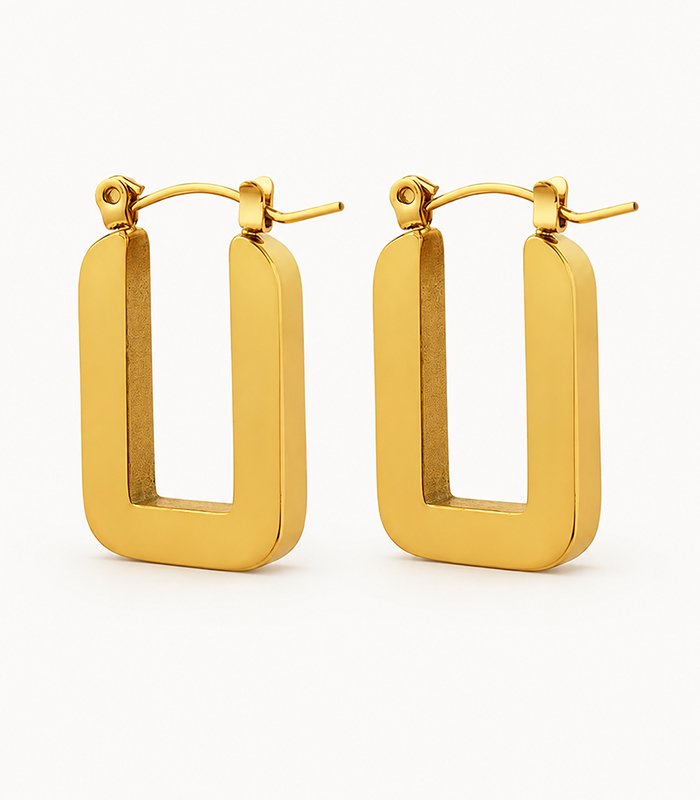 7 folder plain Royale Rectangular Hoop Earrings - Image 1