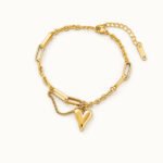 Minimalist Gold Heart Charm Link Bracelet