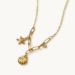 Coastal Starfish Shell Charm Link Necklace