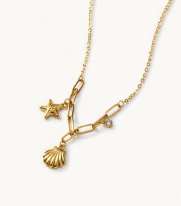 Coastal Starfish Shell Charm Link Necklace
