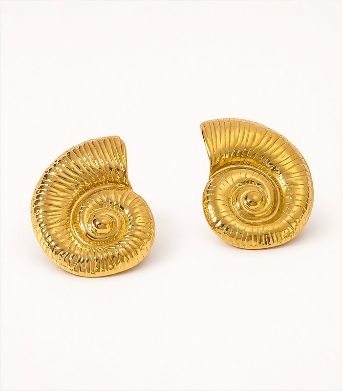 Aurelia Spiral Shell Statement Stud Earrings