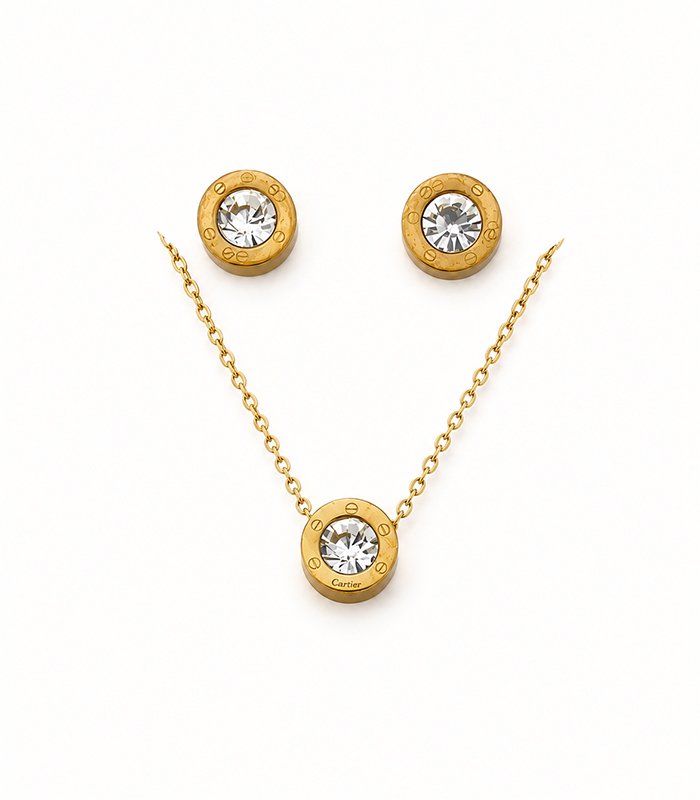Radiant Crystal Circle Pendant & Stud Set