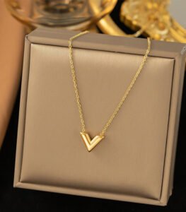 Luxe Gold V Initial Pendant Necklace