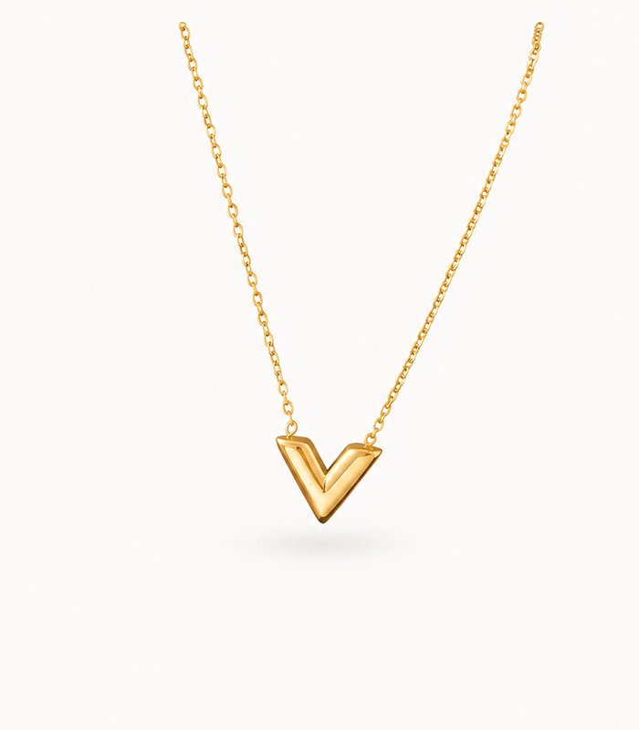Luxe Gold V Initial Pendant Necklace