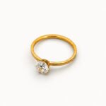 Classic Solitaire Crystal Gold Ring