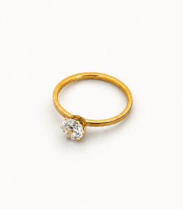 Classic Solitaire Crystal Gold Ring