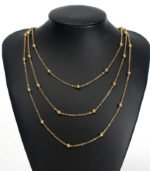 Minimalist Layered Gold Ball Station Necklace