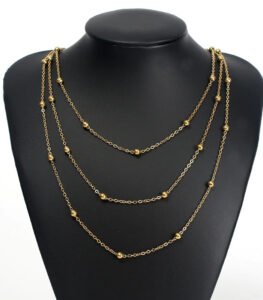 Minimalist Layered Gold Ball Station Necklace