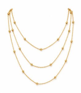 Minimalist Layered Gold Ball Station Necklace