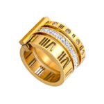 Luxury Roman Numeral Crystal Gold Ring