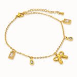 18K Gold Plated Bow Charm Chain Bracelet