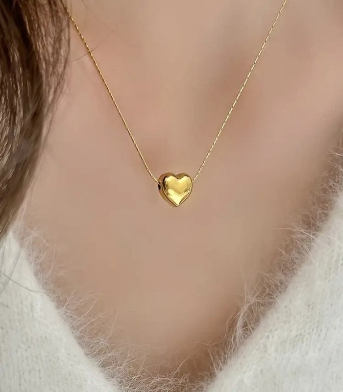 Minimalist Heart Charm Gold Plated Necklace