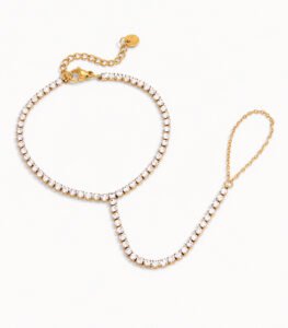 Elegant Gold Tennis Hand Chain Bracelet
