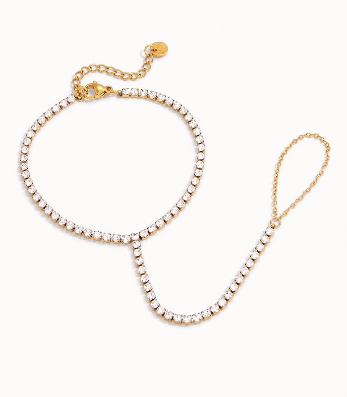 Elegant Gold Tennis Hand Chain Bracelet