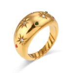 Celestial Starburst Gold Dome Statement Ring