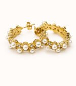 Royale Pearl Hoop Earrings - Image 2