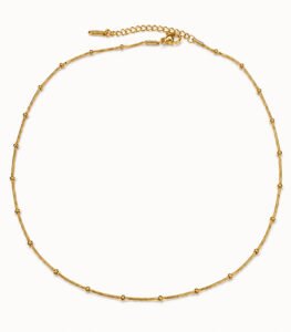 Minimalist Gold Ball Station Chain Necklace