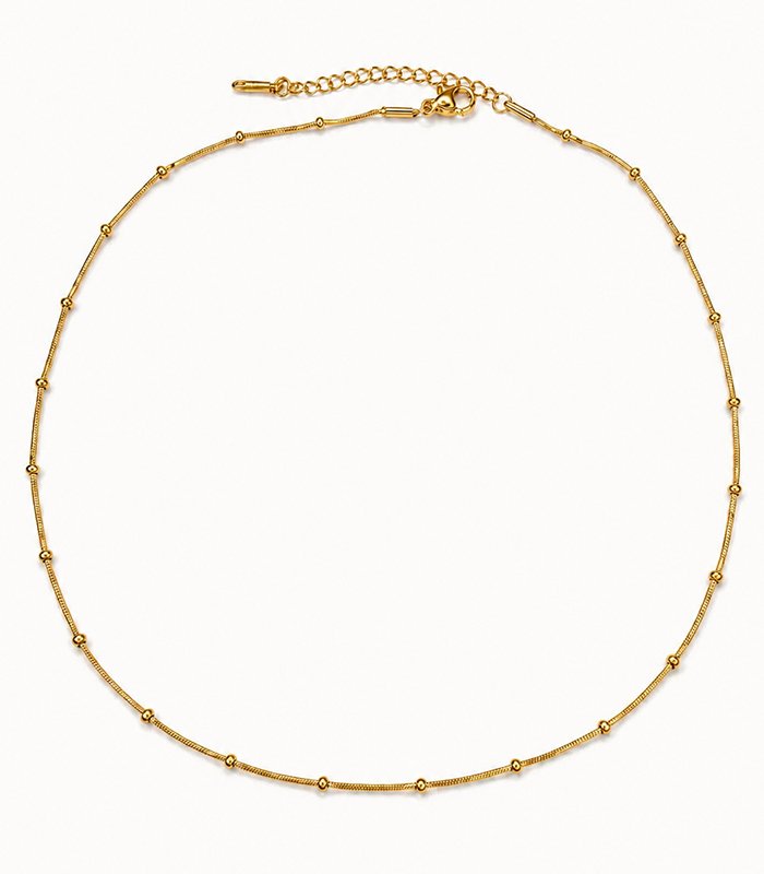 Minimalist Gold Ball Station Chain Necklace