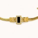 Modern Black Crystal Link Gold Bracelet