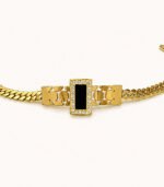 Modern Black Crystal Link Gold Bracelet