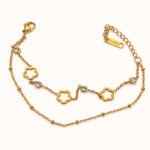 Elegant Clover Charm Gold Chain Bracelet