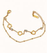Elegant Clover Charm Gold Chain Bracelet