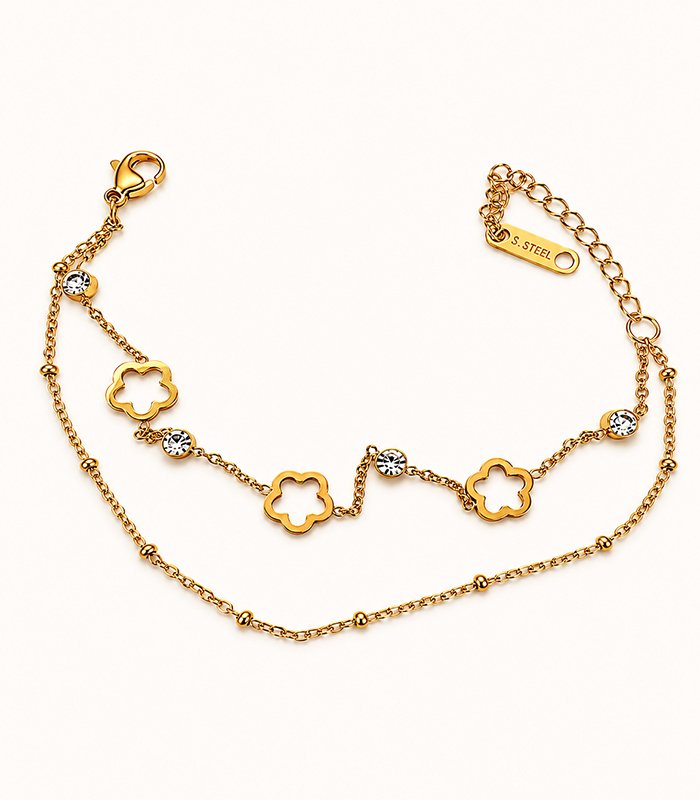 Elegant Clover Charm Gold Chain Bracelet