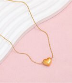 Minimalist Heart Charm Gold Plated Necklace - Image 3