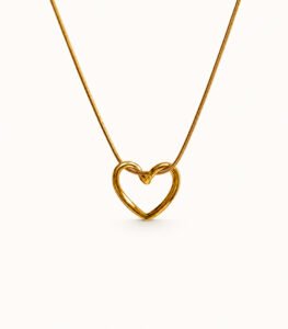 Minimalist Open Heart Gold Pendant Necklace