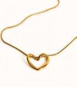 Minimalist Open Heart Gold Pendant Necklace - Image 2