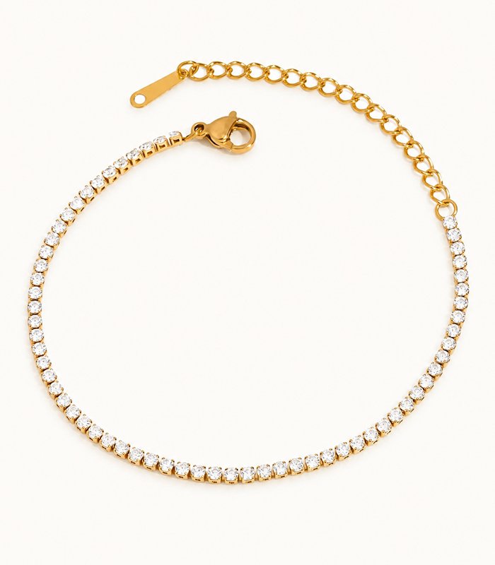 Classic Crystal Tennis Gold Bracelet