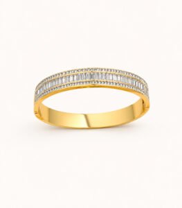 Radiant Crystal Eternity Gold Bangle Bracelet